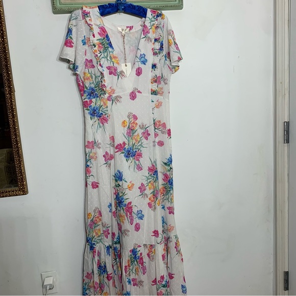 NWT LOVESHACKFANCY Vinnie Short Flutter Sleeve Maxi Dress Floral Size 12 - Picture 8 of 9
